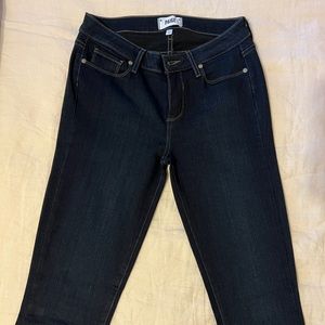 PAIGE Leggy (36” inseam) Ultra Skinny Jeans in Dark Blue